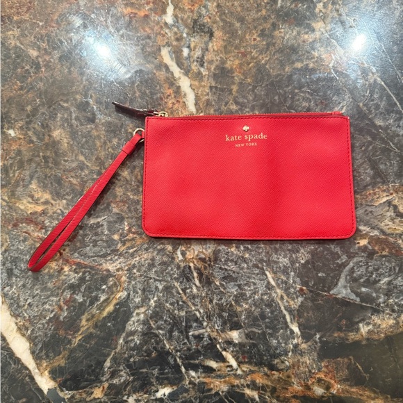 kate spade Handbags - PreLoved KS Red Clutch (outside id holder small tear) Minor callouts